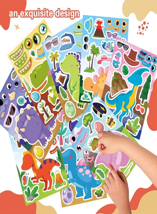 DUJAA 24 Sheets Dinosaur Stickers, Make Your Own Dino Stickers for Kids Boys Girls Toddlers, Make a Face Stickers Dinosaur Theme Birthday Party Favor Supplies, Teacher Reward Stickers - Image 3